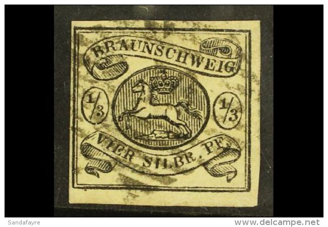 BRUNSWICK 1853 1/3(Sgr) Black On White Paper, Mi 5, Very Fine Used With Clear To Large Margins All Round And Black... - Altri & Non Classificati