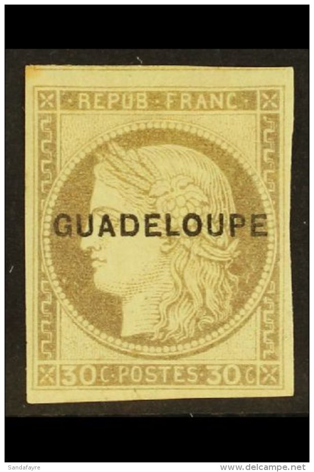 GUADELOUPE 1891 30c Brown Ceres, Overprinted, Yv 12, Very Fine Mint. For More Images, Please Visit... - Autres & Non Classés