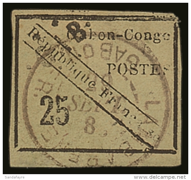 GABON 1889 25c Black On Green, Yvert 15 (SG 15), 4 Margins (close At Upper Right Corner), Without The Usual... - Autres & Non Classés
