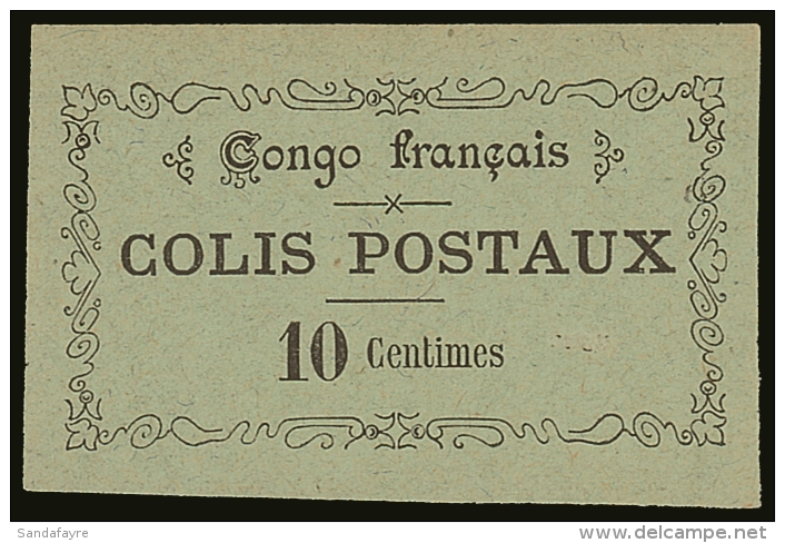 CONGO PARCEL POST 1891 10c Imperf Typeset Issue, Yvert 1, Unused Without Gum, Tiny Scuff On Face.  For More... - Autres & Non Classés