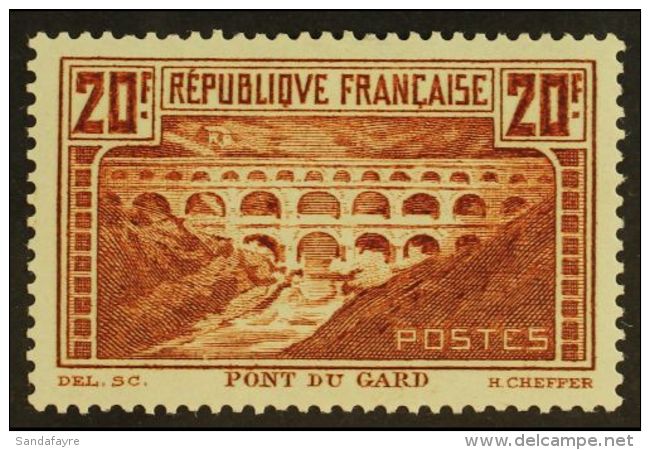 1929 - 31 20fr Brown "Pont Du Gard", Perf 13&frac12;x13, Yv 262 (Type I), Very Fine And Fresh Mint. For More... - Autres & Non Classés