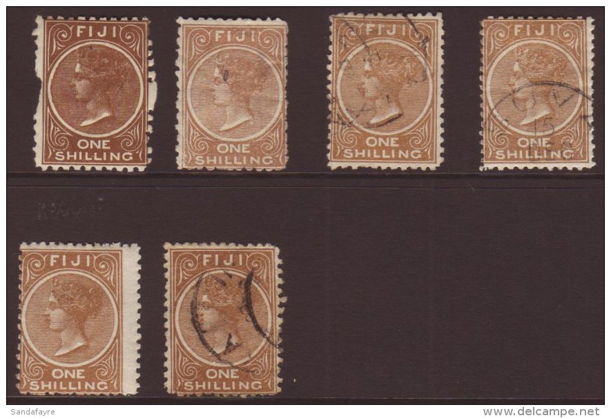 1881-89 1s Mint Or Used Group With Perf 10 Mint (this With Missing Pins On Both Vertical Sides), Perf 11 X 10... - Fidji (...-1970)