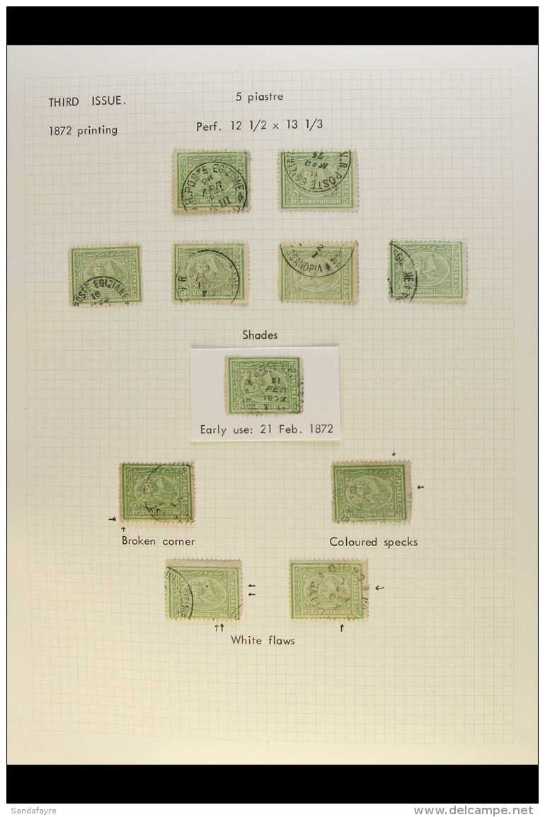 1872-75 SPHINX &amp; PYRAMID - PENASSON PRINTING. 5pi YELLOW-GREEN Specialized Used Study Collection Written Up On... - Altri & Non Classificati