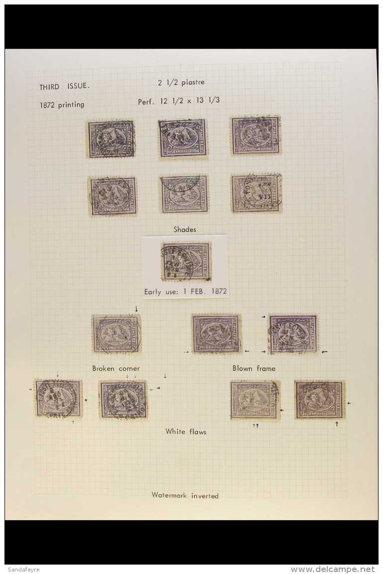 1872-75 SPHINX &amp; PYRAMID - PENASSON PRINTING. 2&frac12;pi VIOLET Specialized Used Study Written Up On A Page... - Autres & Non Classés