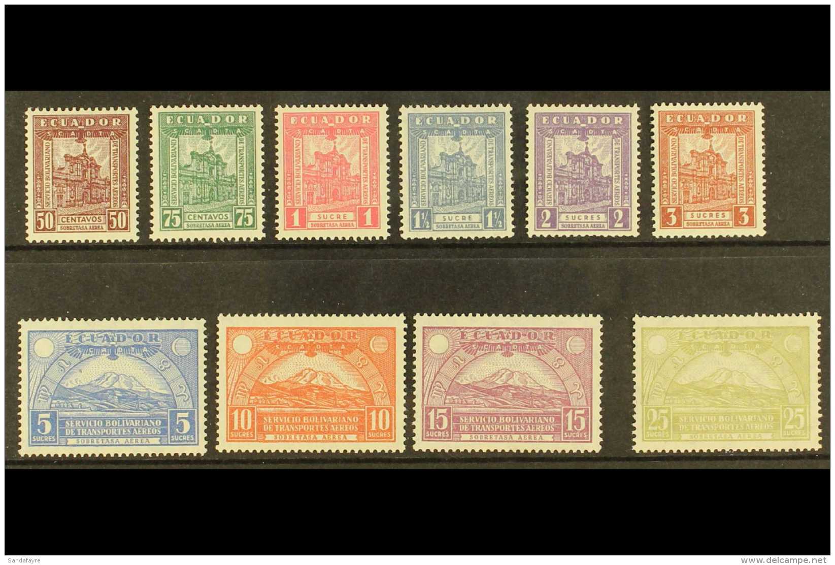 SCADTA 1929 Air Complete Set (Scott C16/25, SG 12/21, 7/16), Never Hinged Mint, Very Fresh. (10 Stamps) For More... - Ecuador