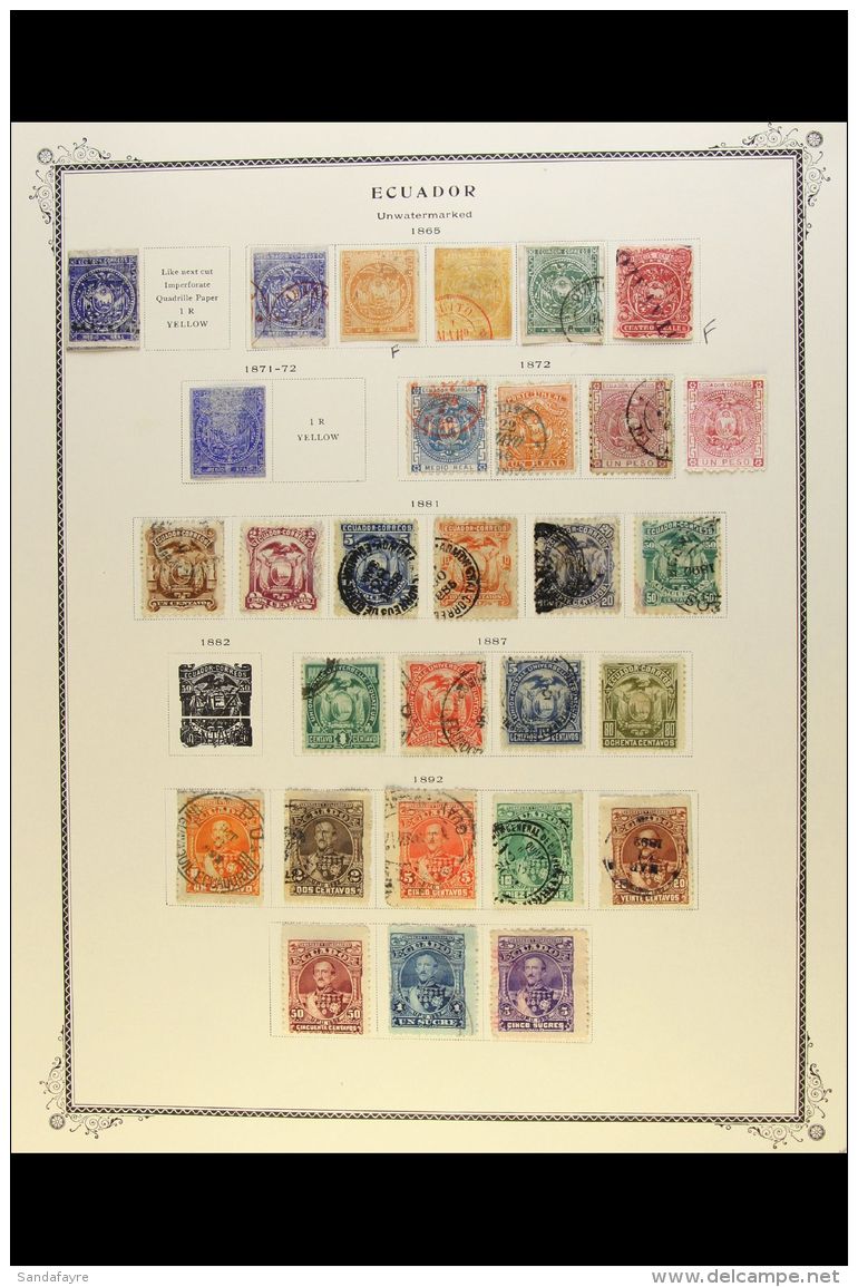 1865-1973 COLLECTION On Pages, Some Mint But Mainly Used Virtually ALL DIFFERENT Stamps, Inc 1865-72 To 1r Green... - Ecuador