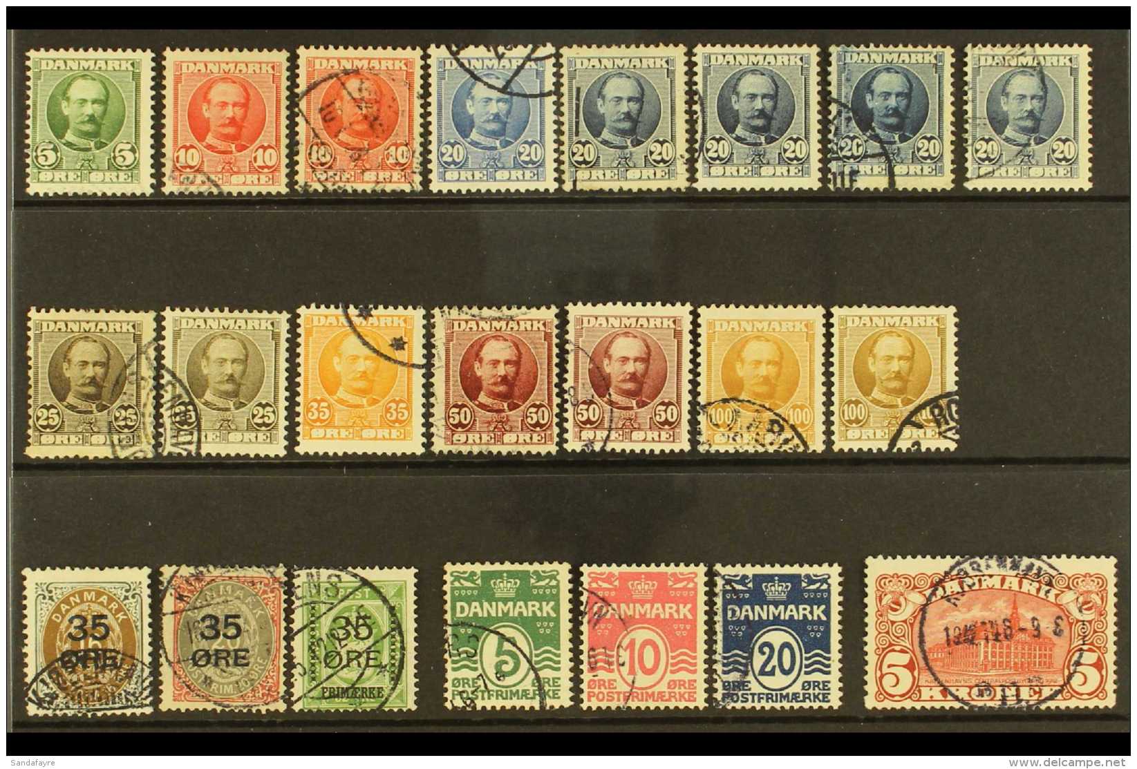 1907-1912 FINE USED GROUP On A Stock Card, Inc 1907-12 King Set With Shades, 1912 5k GPO &amp; Surcharges Set Etc.... - Autres & Non Classés