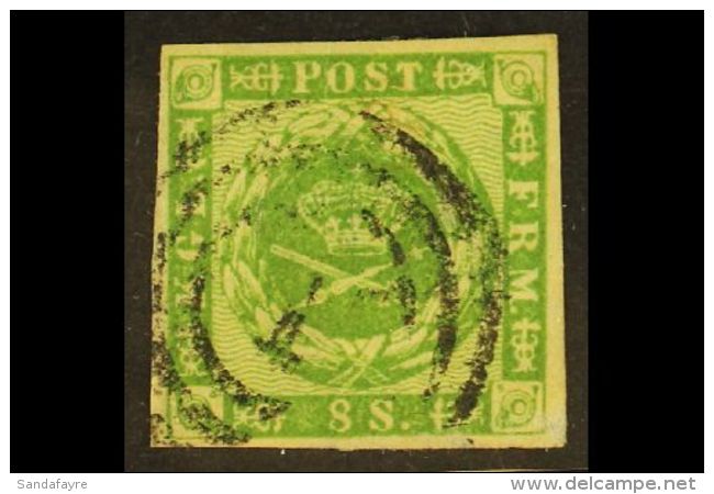 1858 8s Green Wavy Lines In Spandrels (SG 18, Michel 8, Facit 8), Very Fine Used Cancelled By "1" Numeral... - Other & Unclassified