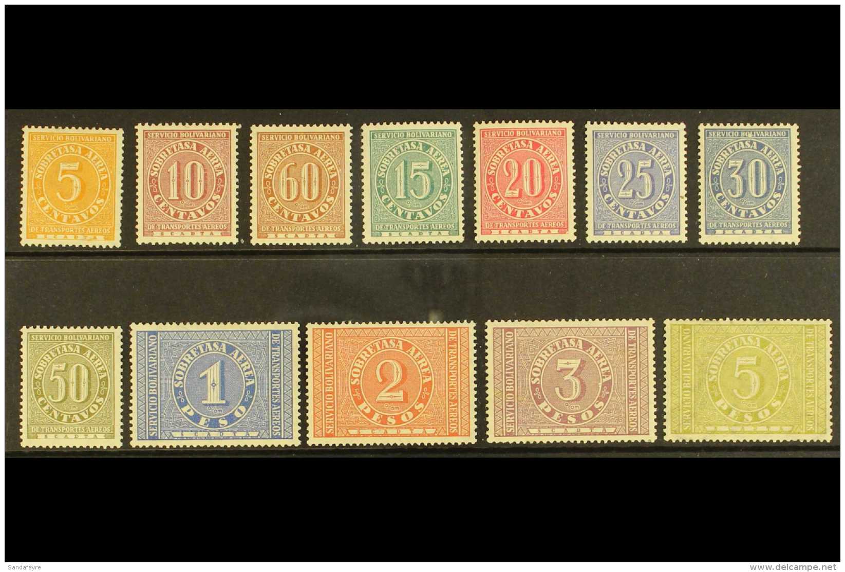 SCADTA 1929 Numerals - For International Airmail Complete Set (Scott C68/79, SG 71/82, Michel 1/12), Fine Mint,... - Colombia