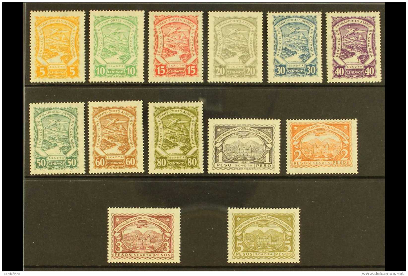 SCADTA 1923-28 Complete Set (Scott C38/50, SG 37/49, Michel 29/39 &amp; 43/44), Fine Never Hinged Mint, Very... - Colombia