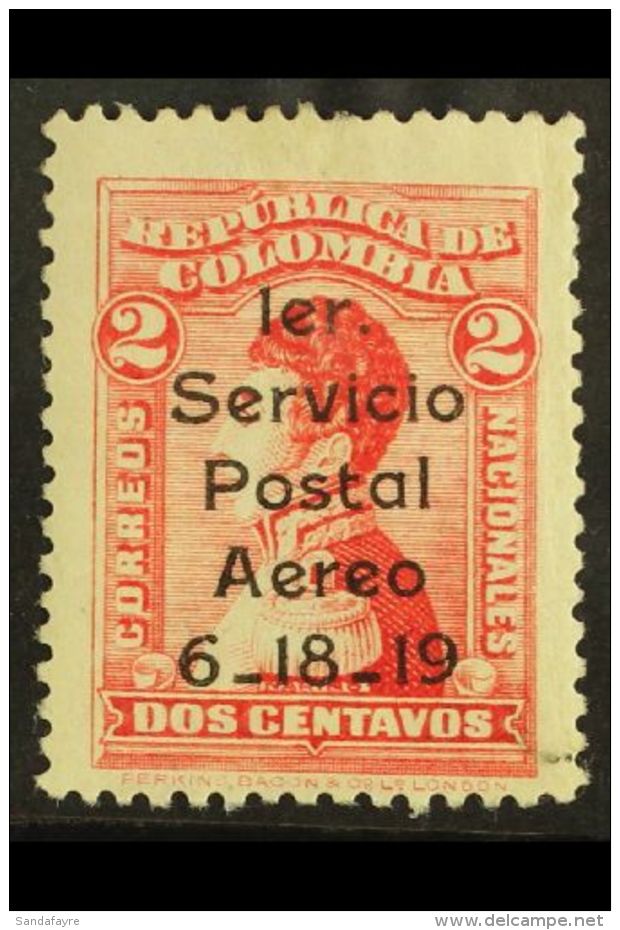 1919 FORGERY 2c Carmine Rose Opt'd Air Issue, As Scott C1, Unused "Spacefiller" Forgery. For More Images, Please... - Colombie