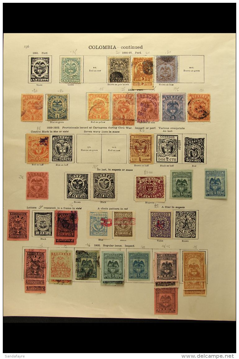 1883-1935 OLD COLLECTION On Pages, Mint Or Used, Inc 1932-39 Air Most Vals To 5p Used, Colombian States Etc. Some... - Colombia