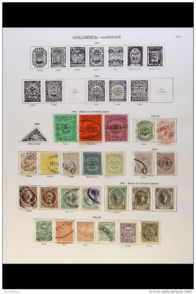 1870-1937 COLLECTION On Leaves, Chiefly ALL DIFFERENT, Inc 1870 10p Used, 1877 To 5p Used, 1892-99 Inc 2c Red On... - Colombia