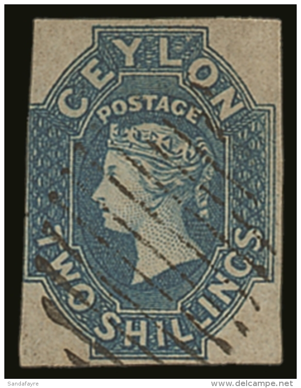 1857 2s Dull Blue Imperf, SG 12, Very Fine And Fresh Used, Just Cut Into Outer Frame At Left. For More Images,... - Ceylon (...-1947)