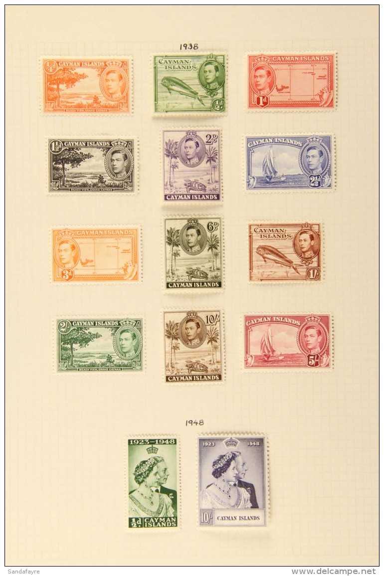 1938-1950 FINE MINT COLLECTION On Leaves, ALL DIFFERENT, Inc 1938-48 Pictorials Set (ex 2&frac12;d Orange &amp; 3d... - Cayman (Isole)