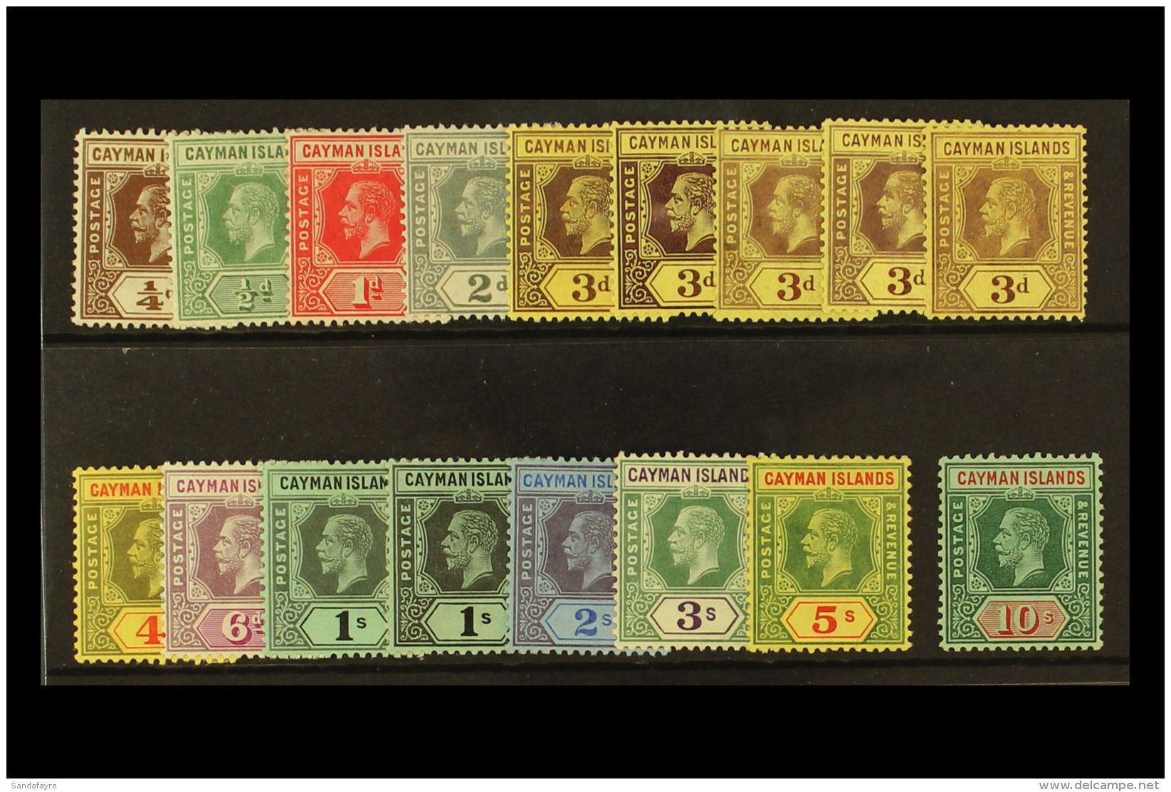 1912-20 Complete Set, SG 40/52b, With Additional Listed Shades Of 2&frac12;d, 3d (4), And 1s, Fine Mint. (17) For... - Iles Caïmans