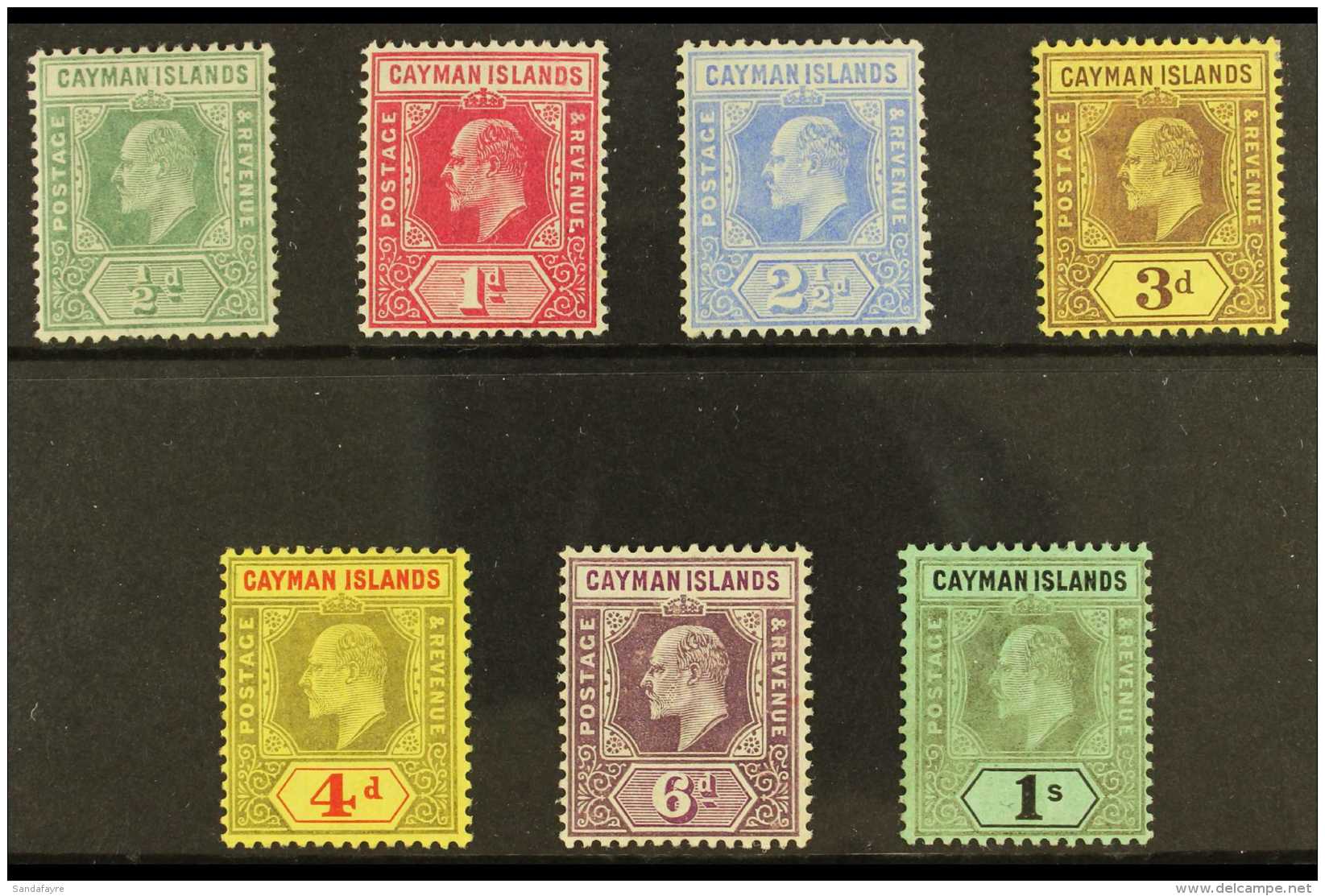 1907-08 Watermark MCA Set Complete To 1s, SG 25/31, Very Fine Mint. (7 Stamps) For More Images, Please Visit... - Cayman (Isole)