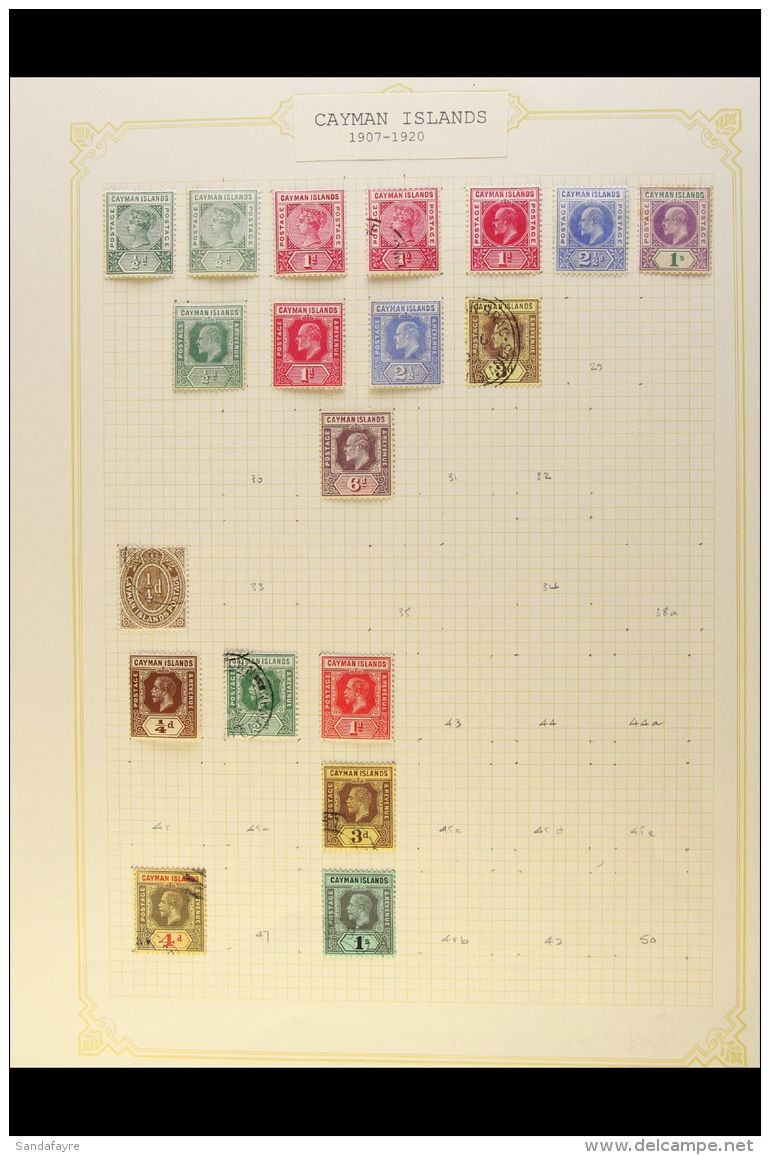 1900-1950 MINT &amp; USED COLLECTION On Leaves, Inc (all Mint) 1900 &frac12;d (x2) &amp; 1d, 1905 1d &amp;... - Iles Caïmans