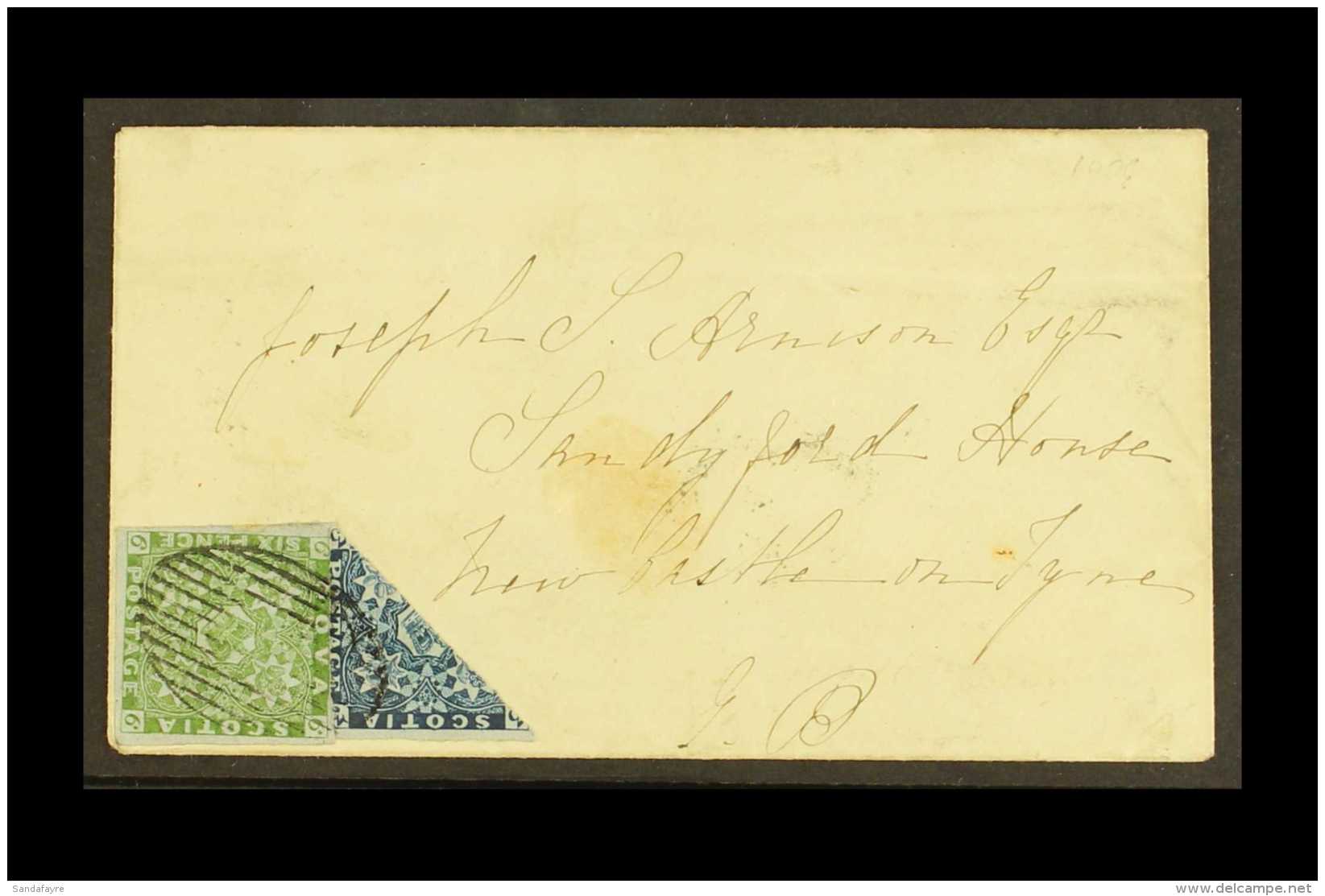 NOVA SCOTIA BISECT COVER 1860 (May) Cover Addressed To England, Bearing 1851-60 6d Yellow-green (SG 5, Four... - Autres & Non Classés