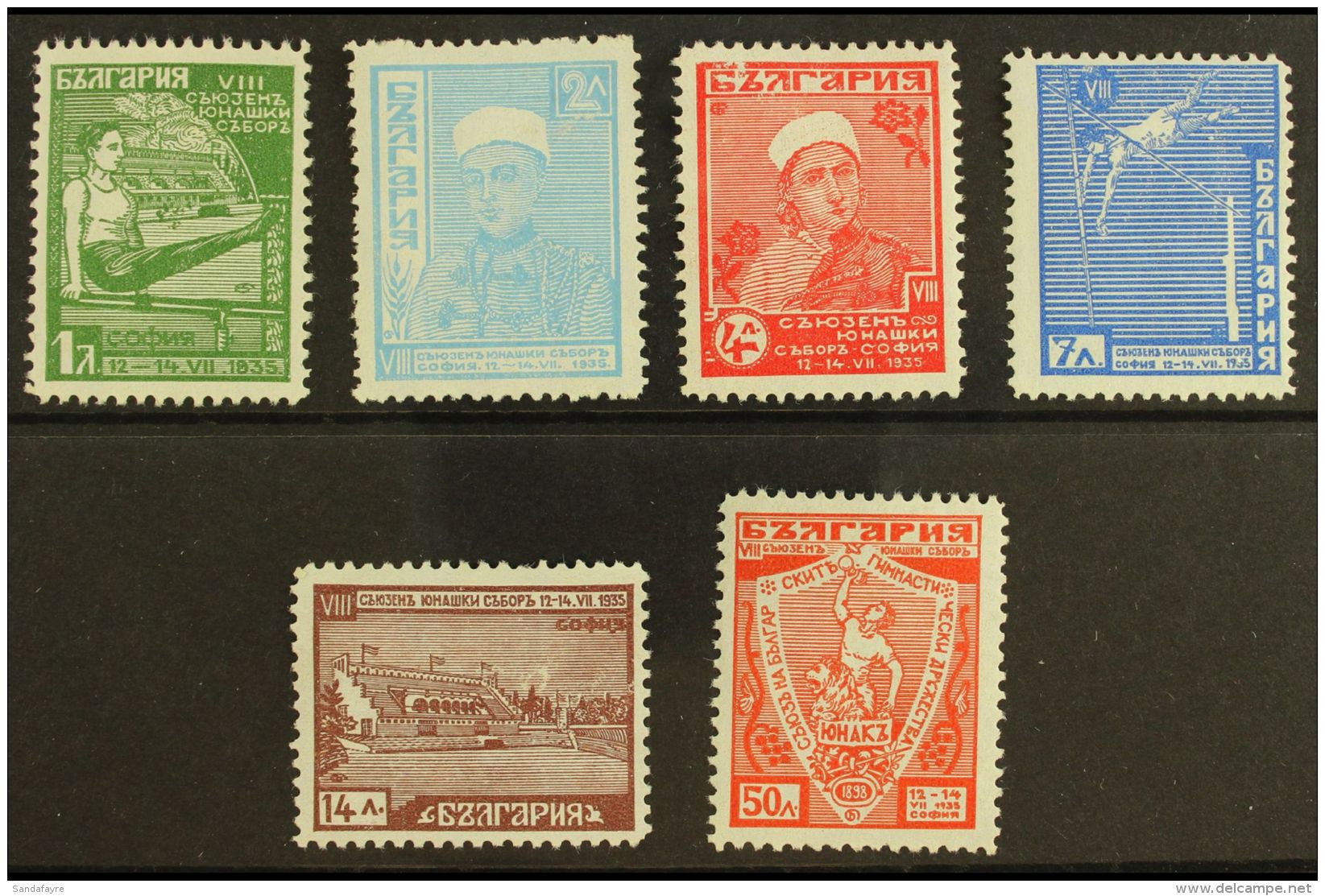 1935 Gymnastics Complete Set (Michel 280/85, SG 357/62), Very Fine Mint, 50L Is Never Hinged, Fresh. (6 Stamps)... - Autres & Non Classés