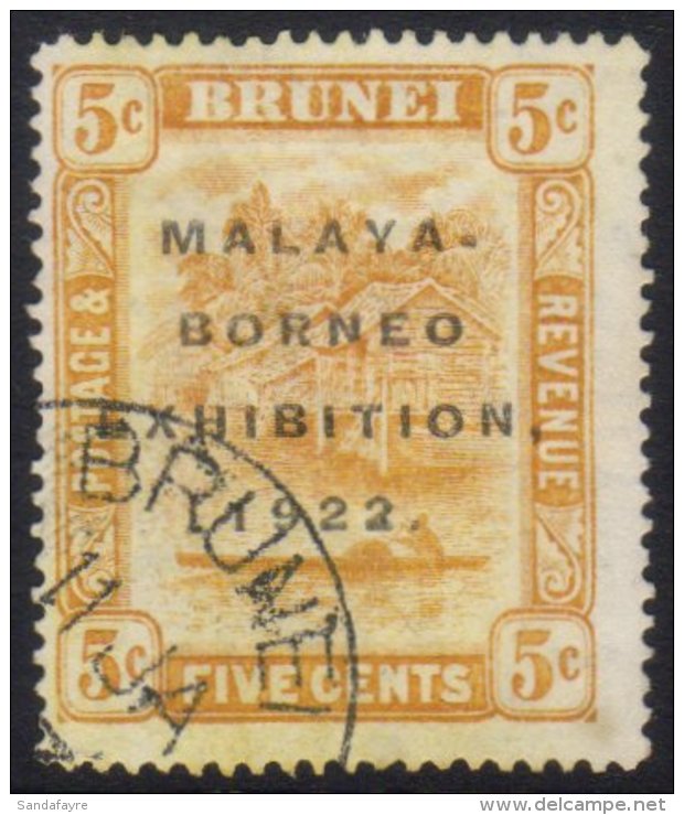 1922 EXHIBITION 5c Orange, Broken "N" SG 55d, Fine Cds Used.  For More Images, Please Visit... - Brunei (...-1984)