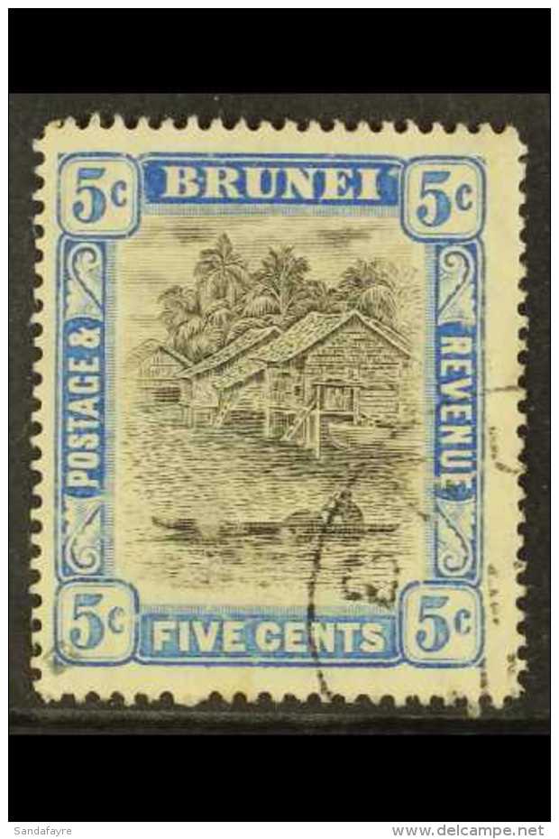 1907-10 5c Grey-black &amp; Blue, Wmk Mult Crown CA, SG 27, Very Fine Used. For More Images, Please Visit... - Brunei (...-1984)