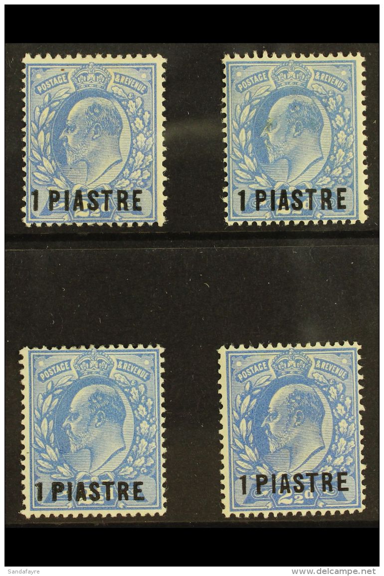 1911 - 1913 1pia On 2&frac12;d Bright Ed VII Surcharged, SG 25/29, Very Fine And Fresh Mint. (4 Stamps) For More... - Levant Britannique