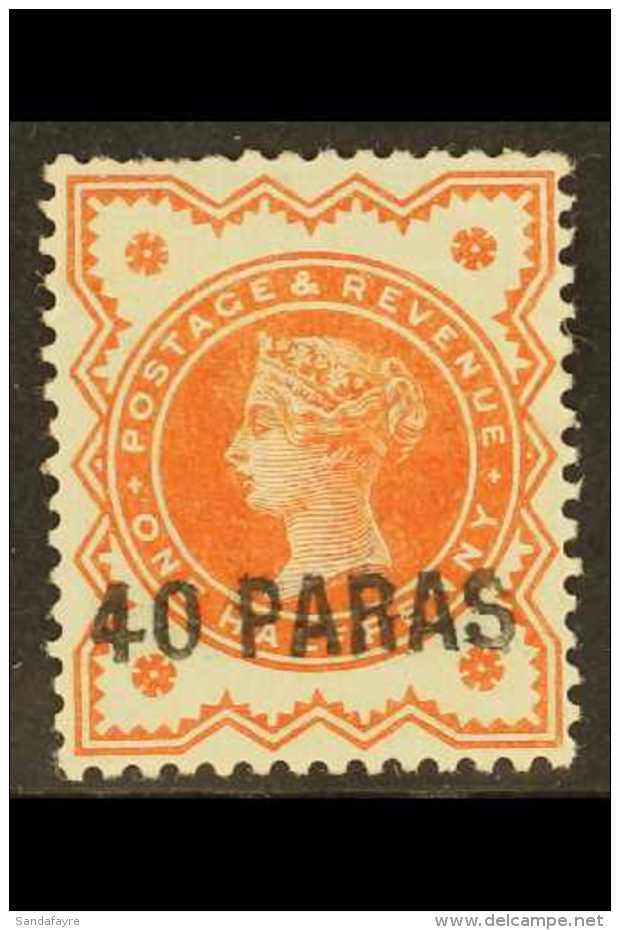 1893 40pa On &frac12;d Vermilion, Handstamped At Constantinople, SG 7, Mint, Faults, Cat.&pound;425. For More... - Levant Britannique