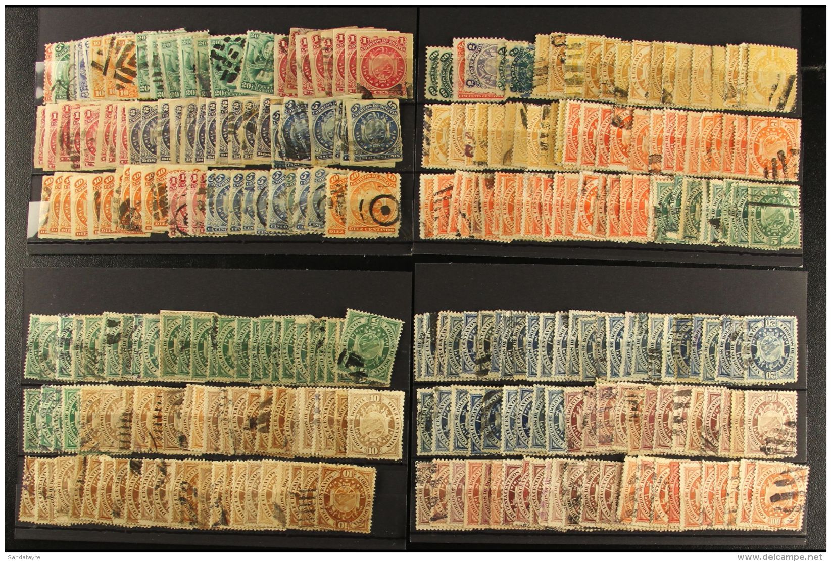 1868-1924 USED RANGES With Some Duplication, Shades &amp; Possible Postmark Interest Sorted By Issues On Stock... - Bolivia
