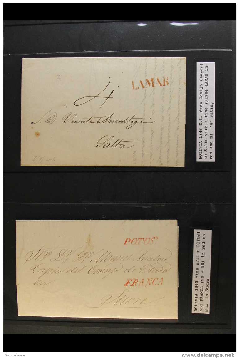 1845-1871 ENTIRE LETTERS. An Interesting Collection Of Stampless Entire Letters, Inc 1845 To Sucre With "Potosi"... - Bolivien