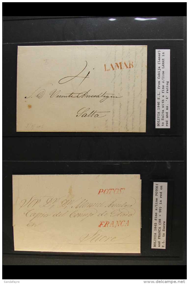 1845-1871 ENTIRE LETTERS. An Interesting Collection Of Stampless Entire Letters, Inc 1845 To Sucre With "Potosi"... - Bolivia