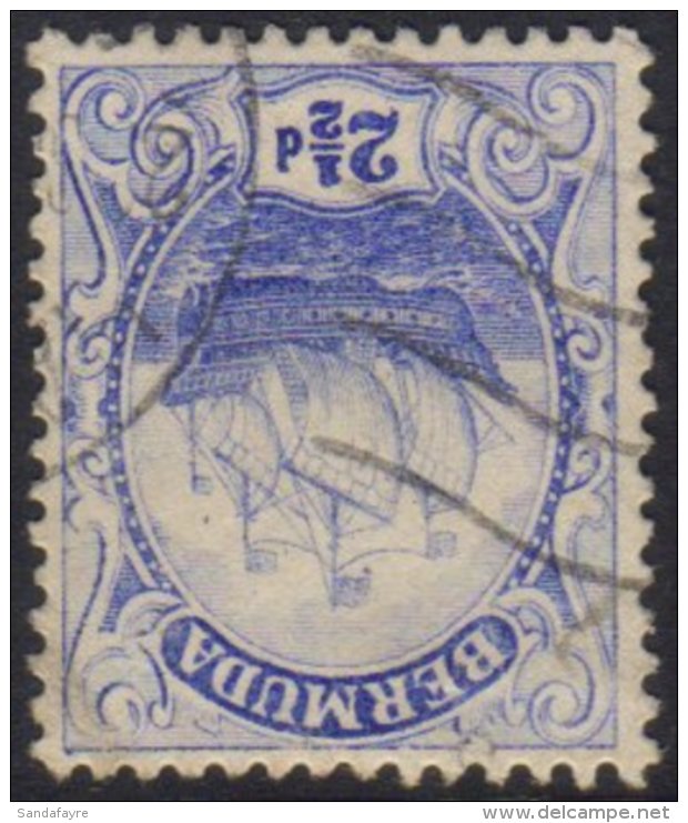 1912 2&frac12;d Blue Ship, Watermark Inverted And Reversed SG 48y, Fine Used, Scarce ! For More Images, Please... - Bermudes