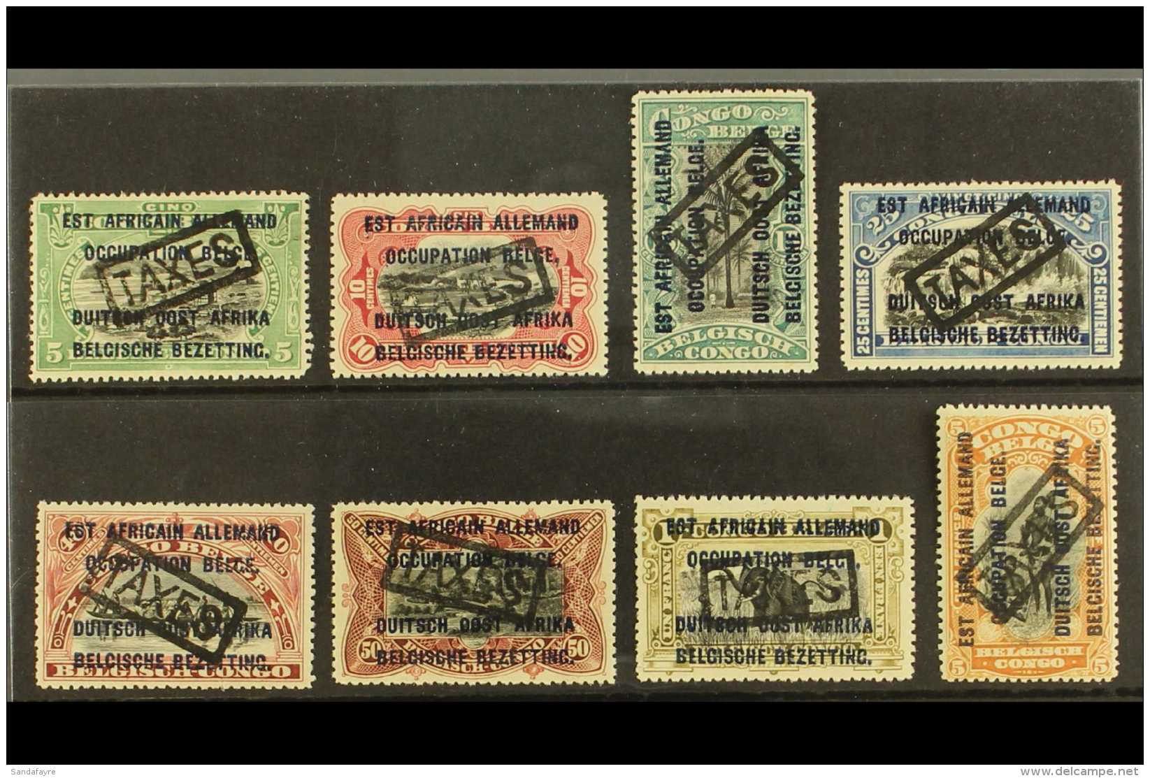 RUANDA URUNDI POSTAGE DUE 1919 "Taxes" Handstamped Set Complete, Cob TX1/8, Very Fine Mint (8 Stamps) For More... - Other & Unclassified