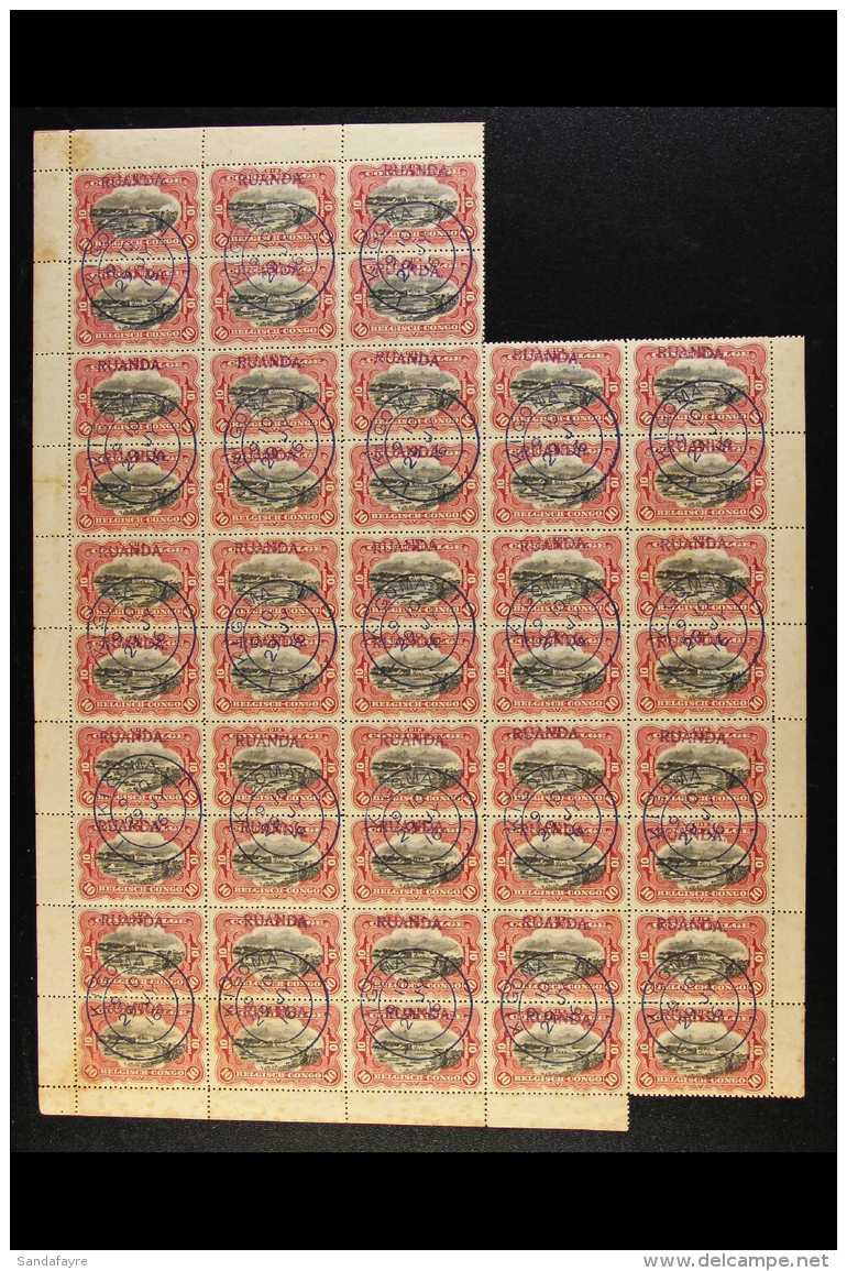 RUANDA URUNDI 1915 "RUANDA" Local Overprint In Violet On 10c Black And Carmine, Cob 10, A Complete Sheet Of Fifty... - Autres & Non Classés