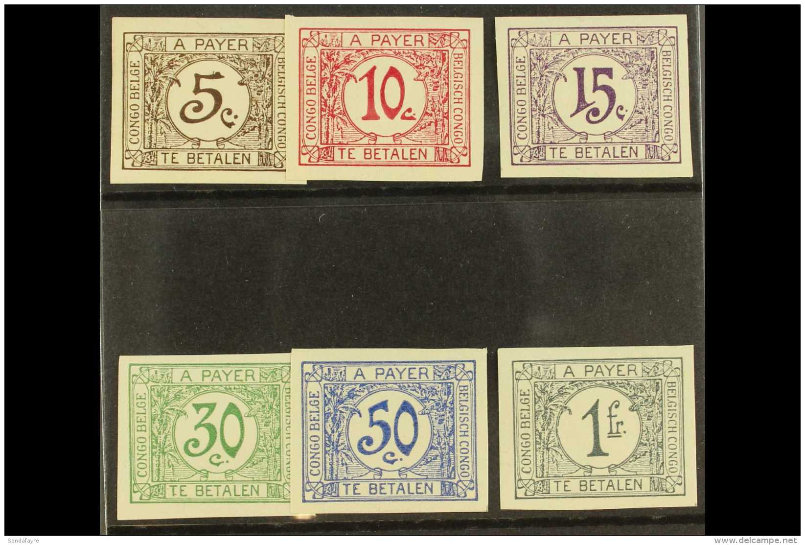 CONGO POSTAGE DUE 1943 Set Complete IMPERFORATE PLATE PROOFS, Very Fine Mint (6 Proofs) For More Images, Please... - Autres & Non Classés