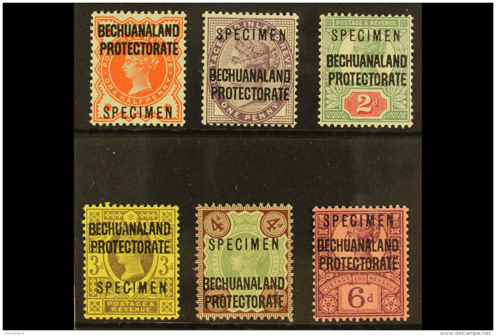 1897 SPECIMENS Set To 6d (less &frac12;d Blue Green) Opt'd "Specimen", SG 59s/65s (less 60s), Very Fine Mint. (6... - Other & Unclassified