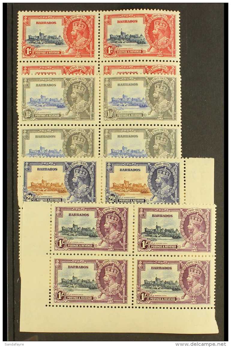 1935 Silver Jubilee Complete Set, SG 241/244, As Never Hinged Mint BLOCKS OF FOUR, The Gum Slightly Toned. (4... - Barbades (...-1966)