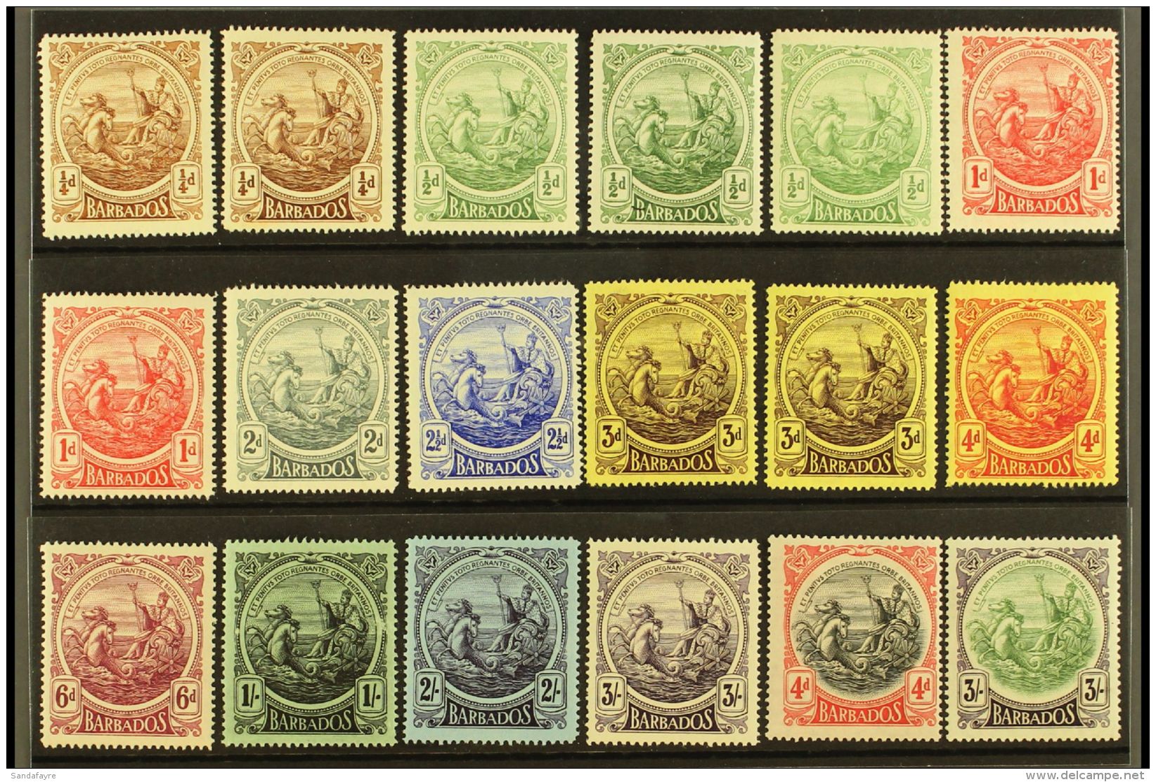 1916-19 Definitives Complete Set, SG 181/91, Plus Some Shades (including 3d On Thick Paper) And 1918 New Colour... - Barbados (...-1966)