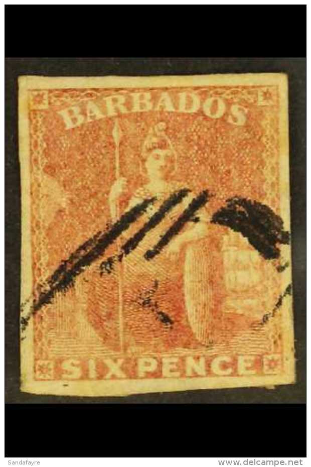 1858 6d Pale Rose-red, SG 11, Good Used With Four Margins. For More Images, Please Visit... - Barbades (...-1966)