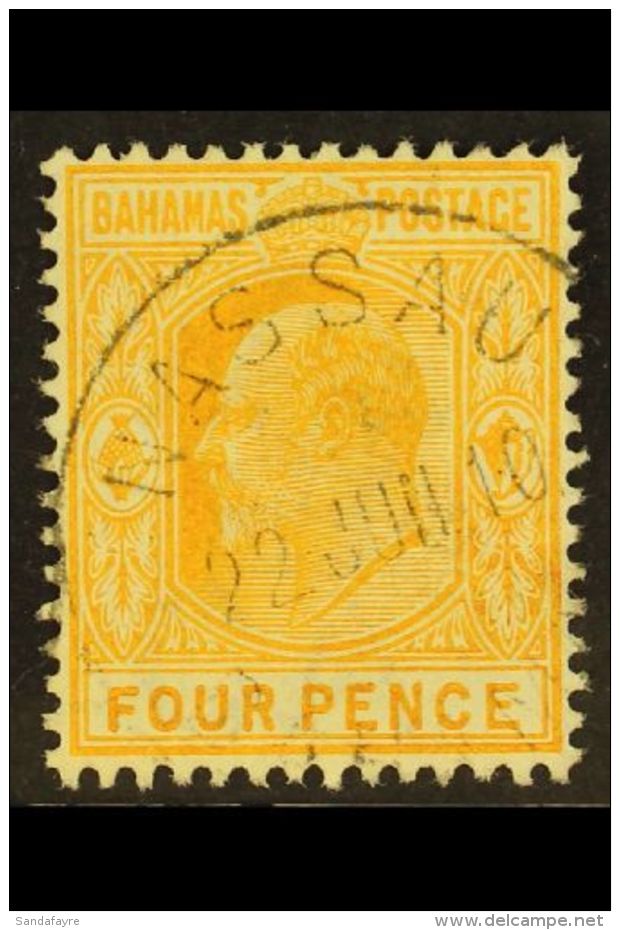 1902-10 4d Deep Yellow, SG 65, Superb Cds Used, Very Fresh. For More Images, Please Visit... - Autres & Non Classés