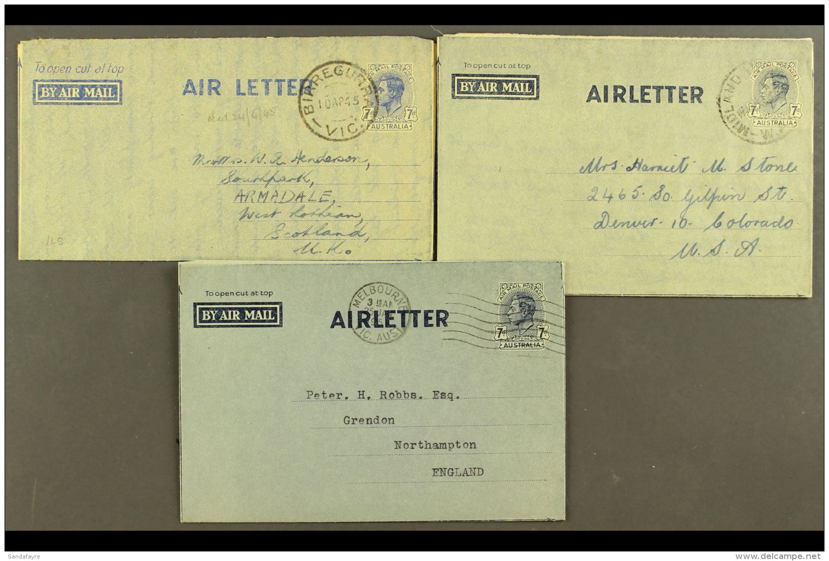 AEROGRAMMES 1944-1954 Used Selection Of All Different Postal Stationery Air Letter Sheets, Inc Scarce 1944 7d... - Altri & Non Classificati