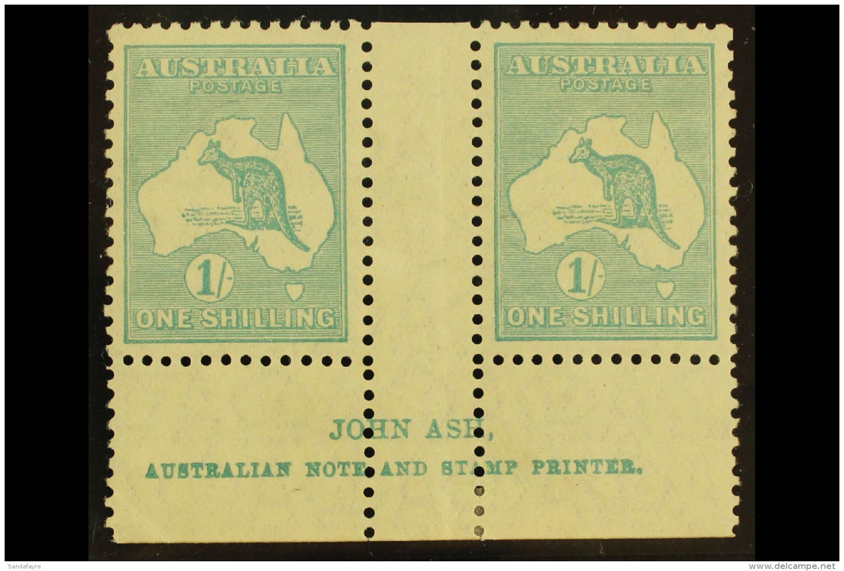 1929-30 Small Multiple Wmk 1s Blue-green Roo (SG 109), Ash Imprint Pair With "N" Over "N", BW 34z, Fine Mint  For... - Altri & Non Classificati
