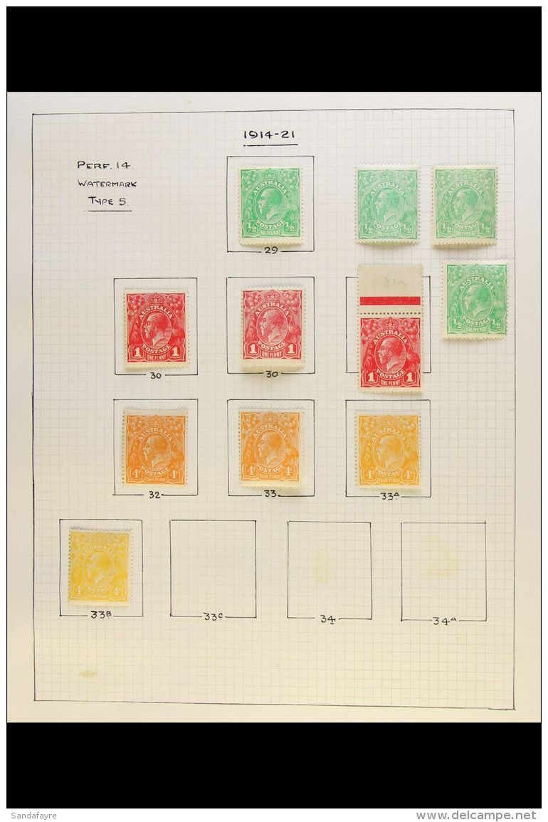 1914-1936 KGV HEADS FINE MINT Balance Collection On Album Pages. With 1914-20 To 4d (4 Shades Including ... - Altri & Non Classificati