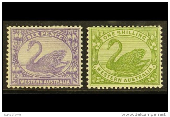 WESTERN AUSTRALIA 1906-07 6d Bright Violet &amp; 1s Olive- Green, SG 115/16, Very Fine Mint (2 Stamps) For More... - Autres & Non Classés