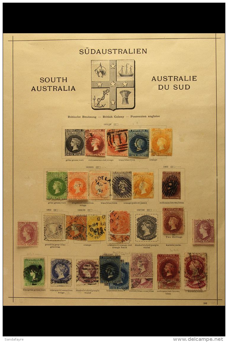 SOUTH AUSTRALIA 1855-1912 Old Time Chiefly Used Collection On Printed Album Pages Plus Additional Gathered... - Altri & Non Classificati