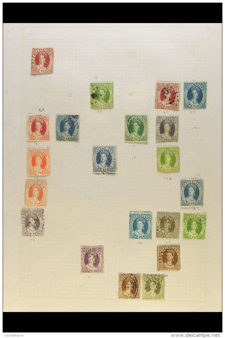 QUEENSLAND 1860 TO 1907 OLDE TYME COLLECTION With Many Better Stamps Both Mint And Used (used Unless Otherwise... - Autres & Non Classés