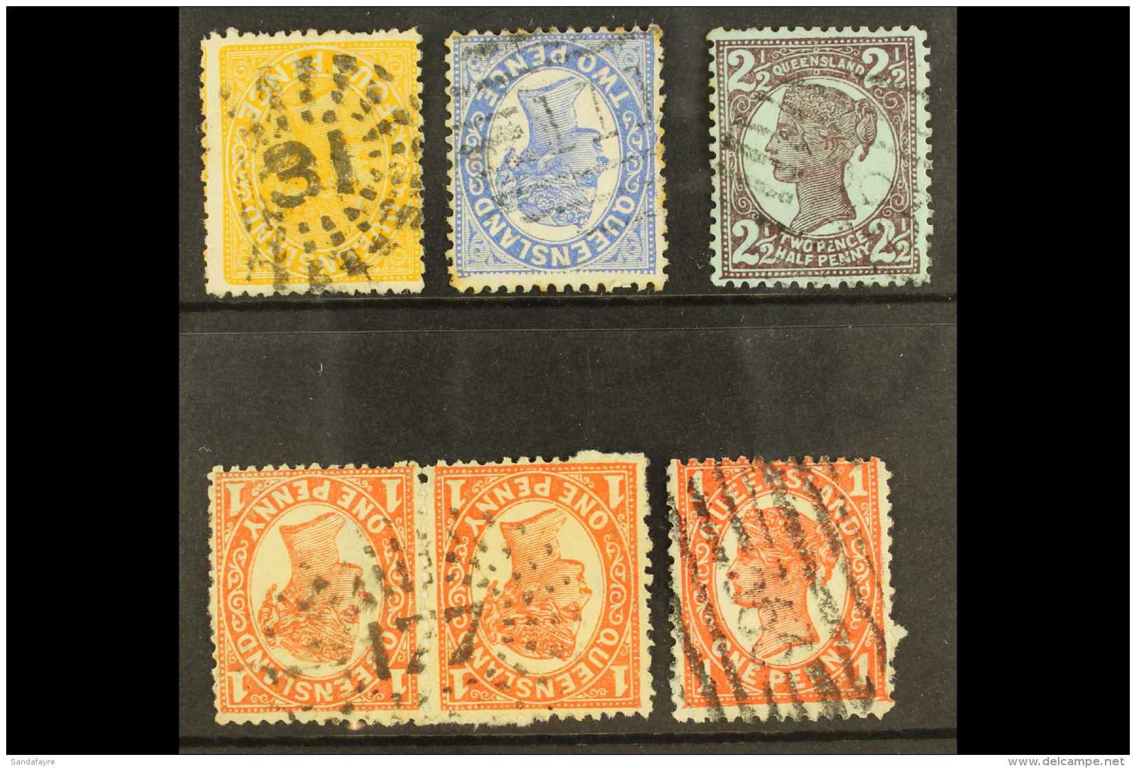 QUEENSLAND 1890 TO 1908 NUMERAL CANCELS Small Group Of Stamps With Numeral Pmks Rated 'rare' By Wytenburg, No's... - Autres & Non Classés