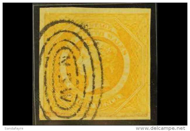 NEW SOUTH WALES 1854 8d Dull Yellow-orange, Imperforate, SG 98, Very Fine Used, Four Margins But Repaired At Base,... - Autres & Non Classés