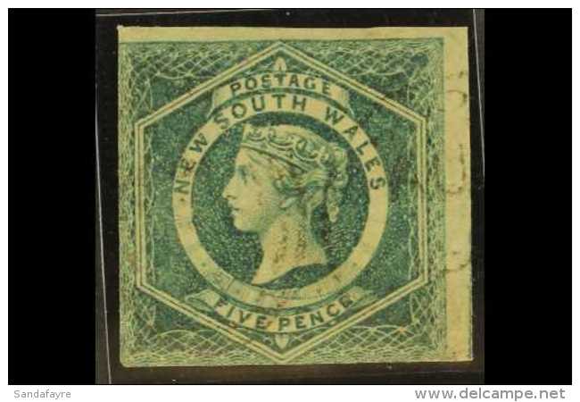 NEW SOUTH WALES 1854 5d Dull Green, Imperforate, SG 88, Lightly Used, Two Clear Margins, Cut Neatly On Frames On... - Autres & Non Classés