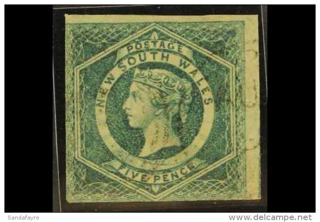 NEW SOUTH WALES 1854 5d Dull Green, Imperforate, SG 88, Lightly Used, Two Clear Margins, Cut Neatly On Frames On... - Altri & Non Classificati